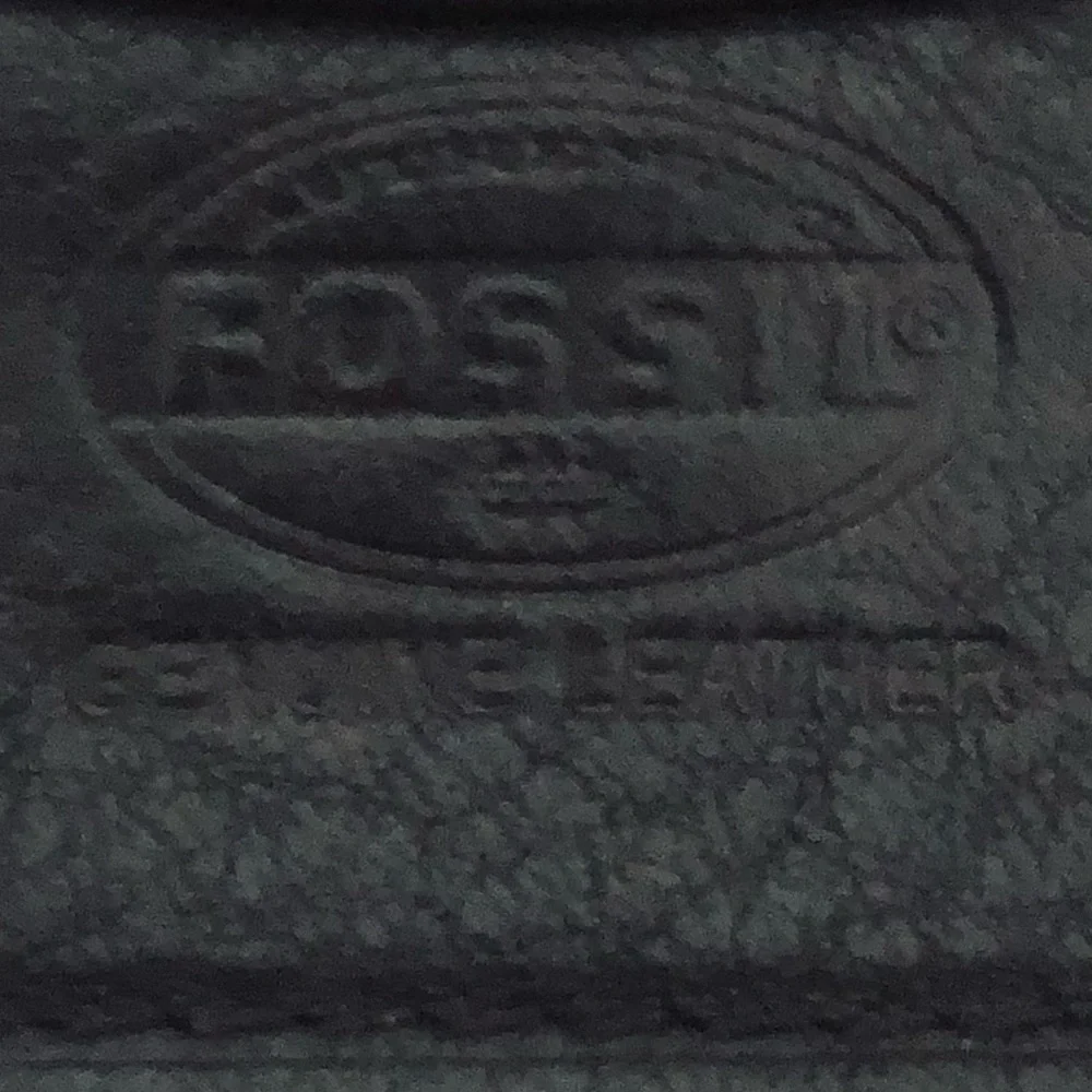 Fossil wallet billfold trifold leather crackled card holder change pocket black